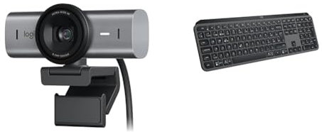 Logitech MX Brio Ultra HD 4K Collaboration and Streaming Webcam, 1080p at 60 FPS & MX Keys S PLUS Wireless Keyboard, Low Profile, Fluid Quiet Typing, Programmable Keys, Backlighting, Bluetooth
