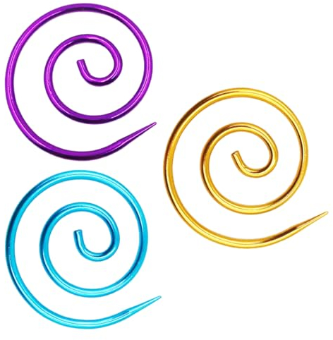 RDNKVB 3 Stück Spiral Zopfstricknadel Schalnadel Metall Spiral Needle Rundstricknadel Zopfnadel Schalnadel Stricknadel-Kit Spiralnadel Strickzubehör Für Anfänger Nähen Geschenk (Gold+Blau+Lila)