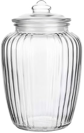 Gralara Tarro de Vidrio Grande, Tarro hermético para Comida, Decorativo, Multiusos, Bote para té de 2000ml, Tarro para Galletas, Especias, Granos de café, Rayas Verticales