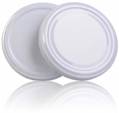 Generico Capsule per Barattoli di Vetro per Conserve, Bianche, Diametro 63 mm, Confezione da 100 pezzi - CAPSULE PER PASSATA DI POMODORO IDONEI ALLA BOLLITURA - TWIST OFF 63 MM