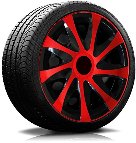 Autoteppich-Stylers RADKAPPEN RADBLENDEN RK04 schwarz/rot für 13 Zoll Stahlfelgen 4 Stück