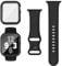 Raradev 3 en 1 para correas de Apple Watch de 44mm con funda y protector de pantalla, correa deportiva de silicona y cobertura protectora con vidrio templado 9H para iWatch Series 6/5/4/SE, Negro
