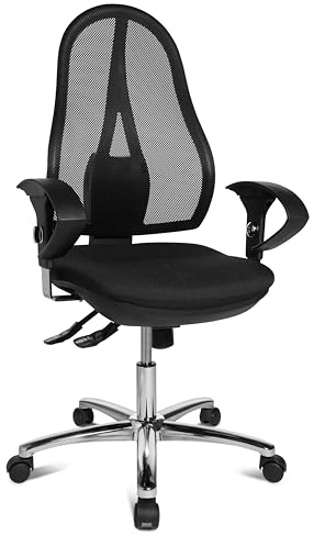 TOPSTAR Open Point SY Deluxe, ergonomischer Syncro-Bandscheiben-Drehstuhl, Bürostuhl, Schreibtischstuhl, inkl. Armlehnen (höhenverstellbar),