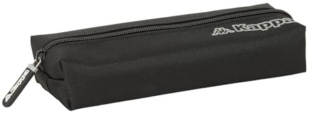 Safta Kappa Dark – Rectangular Children's Pencil Case, Children's Pencil Case, Ideal for School Age Children, Comfortable and Versatile, Quality and Resistance, 22 x 7 x 40 cm, Black/White, M, Casual