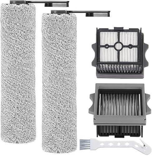 Rouleau de Brosse de Rechange et Filtre HEPA pour Tineco Floor One S5 Combo Accessoires pour,2 rouleaux de brosse + 2 filtres + 1 brosse de nettoyage