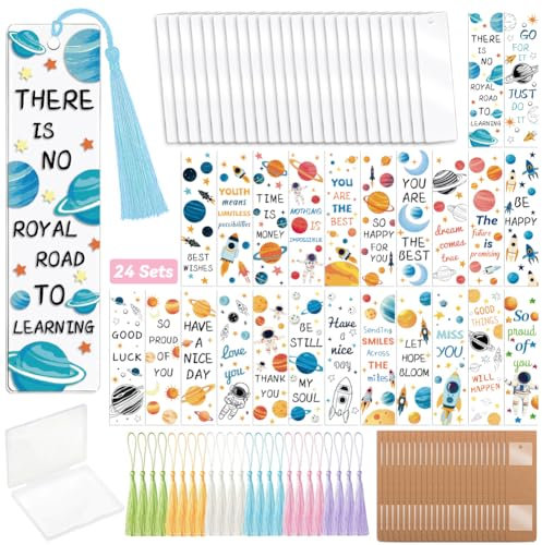 peacoblue Kit de Fabricación de Marcadores UV DTF de Espacio y astronautas 97pcs Acrílico para Manualidades para Mujeres, Hombres, Niños Y Adultos, Kit de Adhesivos de Marcadores de Libros