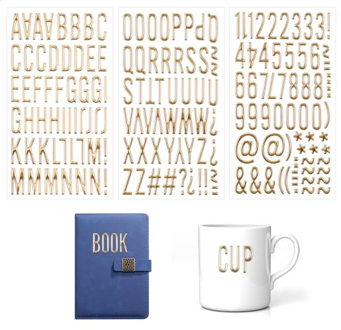 170Pcs Gold Puffy Letter Stickers Stick On Letters 1 Inch Self-Adhesive Gold Alphabet A to Z Number Stickers 1 to 9 Glitter 3D Alphabet Sticker for Scrapbooking Mailbox DIY Crafts Decoration
