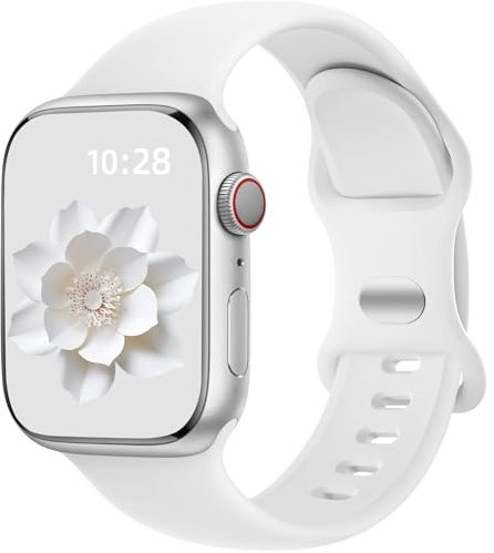 Dirrelo Kompatibel mit Apple Watch Armband 46mm 45mm 44mm 42mm 49mm Herren Damen, Weich Silikon Sportarmband Ersatz Band für iWatch SE Ultra 2 Series 10 9 8 7 6 5 4 3 2 1, Weiß