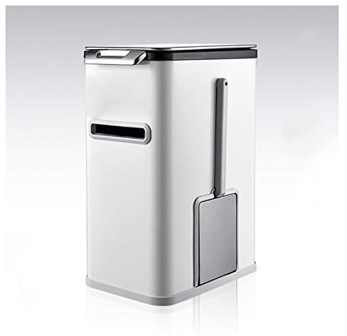 GUHPZA Poubelle À Induction Intelligente pour La Maison avec Couvercle Poubelle De Salle De Bain 7 L avec Brosse De Toilette Et Boîte À Mouchoirs Poubelle Automatique en Acier I,Laiton