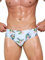 Arcweg Maillot de Bain Homme Slip Doublure avec Rembourré Souple Amovible Cordon de Serrage Réglable Confortable Fleurs-Ancre L(EU)