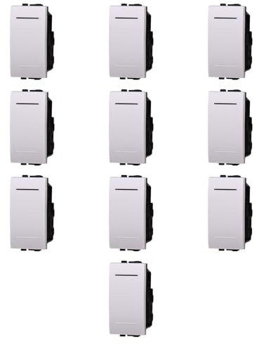 10 MODULI INTERRUTTORE 16A, BIANCO, COMPATIBILE CON BTICINO LIVING, MODULI E FRUTTI 100% COMPATIBILI, MATERIALI DI ALTA QUALITA'