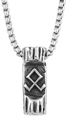 Sumpgle Wikinger Rune Edelstahl Anhänger Halskette Nordic Schmuck für Männer Hip Hop Stil Dog Tag Silberton