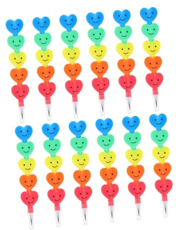 HEALSOPTHY 25 Stück Liebe Block Bleistift Herzstift stapeln Bleistift Herzförmige Bleistifte Stapelbare Bleistifte stapelbare Buntstifte Gefälligkeiten für Schulpartys Plastik