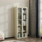 Dmora - Vitrine Mango, Glas-Sideboard, Mehrzweckvitrine, Hängendes Bücherregal mit Glastüren, 70x35 h180 cm, Sahne