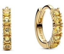 Pandora Timeless 263849C01 Yellow Huggie Earrings 14 Carat Gold-Plated Sterling Silver with Zirconia