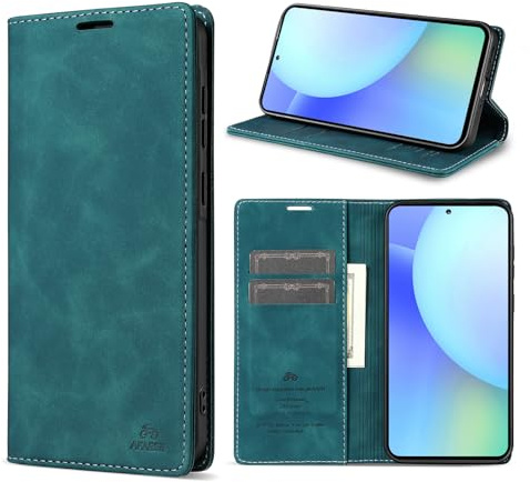 AFARER Einfache Art Brieftasche Handyhülle Kompatibel mit Samsung Galaxy A56 Klappbar Ledertasche Stoßfest Schutz mit Kartenhalter Ständer - Blau