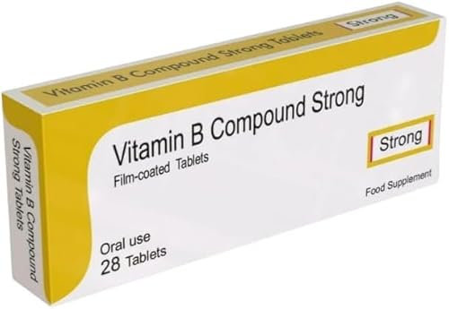 Vitamin B Compound Strong Vegetarian Tablets, 28 Count – High Strength Vitamin B Complex, B1, B2, B3, B6, B Vitamins | SterlingSquare