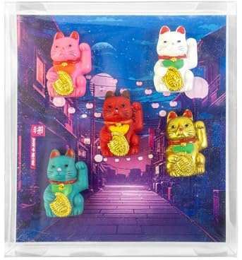 Kraftheld | 5er Set Deko-Magnete Lucky Cat | Winkekatze-Magnete, Glück | bunt, dekorativ, farbenfroh | Kühlschrankmagnete in Form von Tieren | Magnet-Deko als Geschenk