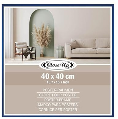 Close Up Posterrahmen 40x40 cm Blau – Quadratischer Bilderrahmen mit bruchsicherem PVC & MDF-Rückwand – Modern & zeitlos - für Poster, Kunstdrucke, Fotos & Illustrationen