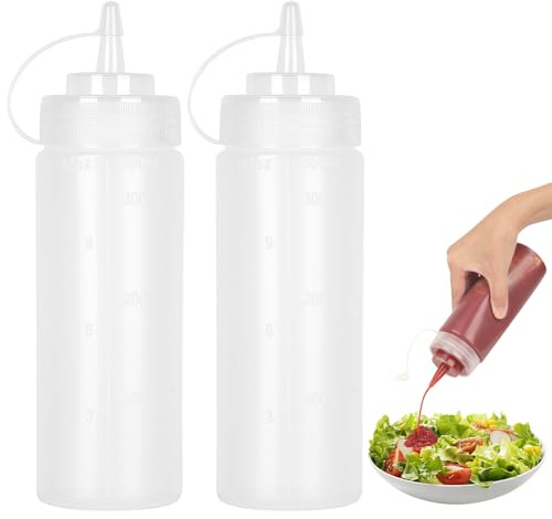 Squeeze - Bottiglia per salsa da 500 ml, 16 oz, siringa, bottiglia per condimenti in plastica, ketchup, salsa soya piccante, olio d'oliva, bottiglia per spezie
