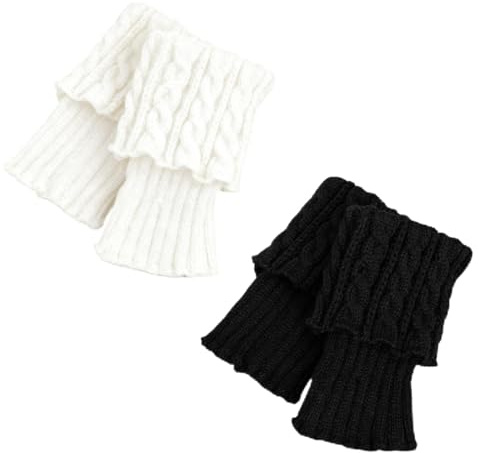 FangBoJie 2 Paare Stulpen Damen Winter Beinwärmer, Leg Warmersm, Weiche Strickstulpen, Stricken Häkelarbeit Kurze Pulswärmer Mädchen Stiefel Boot Abdeckung für Winterwärmer