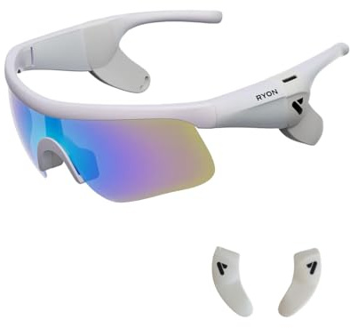 RYON Occhiali da sole Sportivi con BREVETTO EUROPEO Audio Smart Tecnologia VibeFlow™, Bluetooth 5.3, lenti polarizzate UV400, bassi potenziati, struttura impermeabile IPX5