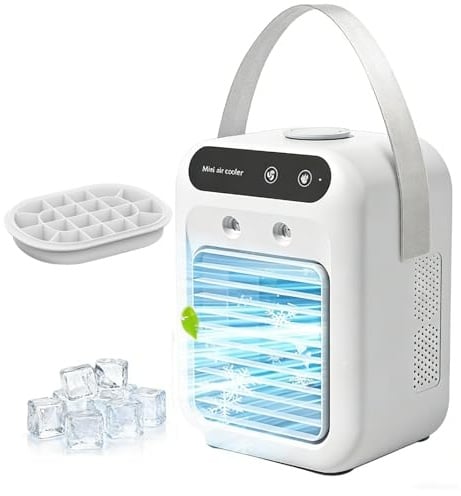 Coldeeze Cooling Ace - Rafraîchisseur d'Air Personnel Portable | Refroidissement par Eau USB Rechargeable | Léger et Silencieux | Pour Bureau/Voiture/Voyage (1 Pièce) (Portable + Bac à glaçons)