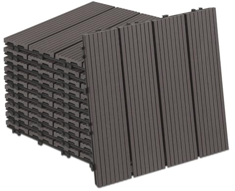 Vkechh WPC Piastrelle per Terrazze 30x30 cm in caffè, 55 Pezzi (5 m²) con Sistema a Clic, Impermeabili per Balconi e Terrazze, Facili da Posare