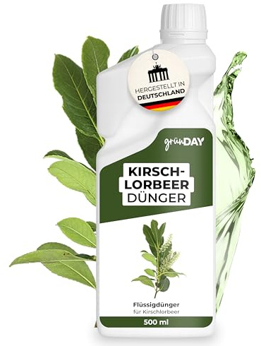 Kirschlorbeer-Dünger 500 ml – Flüssiger mineralischer NPK Dünger mit Spurennährstoffen für Kirschlorbeer – Für dichten Austrieb & kräftiges Blattwachstum – Konzentrat für ca. 100 L Gießwasser