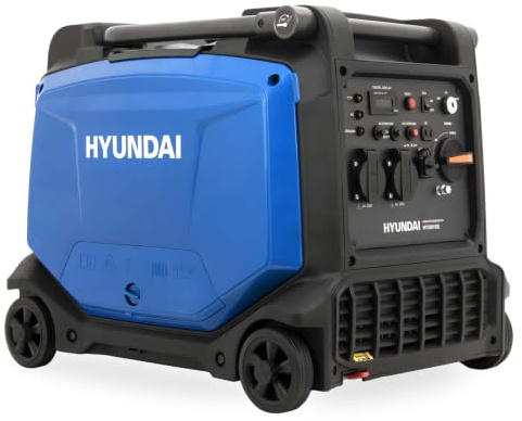 HYUNDAI Inverter Stromerzeuger HY3501SEi mit 3.8 kW max. Leistung | 3.5 kW Dauerleistung, Benzin Stromgenerator mit E-Start, 2 x 230 V, USB, 12 V für Garten, Camping oder als Notstromaggregat