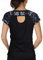 icyzone Damen Sport T-Shirt Kurzarm Laufshirt Rückenfrei Fitness Oberteile Gym Yoga Top (M, Monochrome/Black)