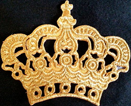 Krone Aufnäher Bügelbild Aufbügler Iron on Patches Applikation Kinder Krone gold 8 x 6,5 cm