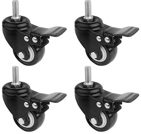 YAOBLUESEA Set di 4 rotelle girevoli con freno, dalla portata di 150 kg. Dimensioni: 50 mm, di colore nero (8 x 25 mm)
