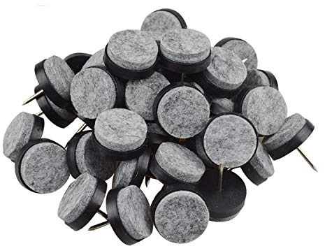 40pcs Round Heavy Duty Nail-on Felt Pad for Furniture Chair Table Leg Feet Floor Protectors Slide Smoothly (Black, Pad Diameter 24mm)