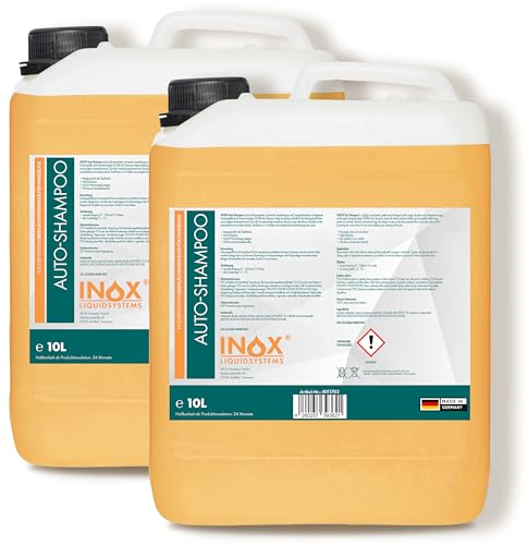 INOX® - Nano Line Autoshampoo Konzentrat im praktischen 2x10L Kanister | Autoreiniger für PKW, LKW, Wohnmobil und Motorrad | Autoshampoo für Hochdruckreiniger | Sanfte Reinigung