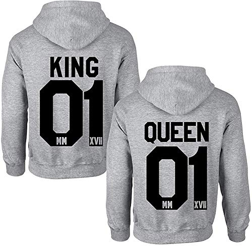 Couples Shop King Queen Hoodie Pullover für Paare