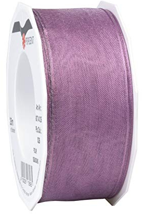 Präsent - Four Seasons Organza Wired Edge Ribbon Frosty Violet 40 mm Width, 25 m Length