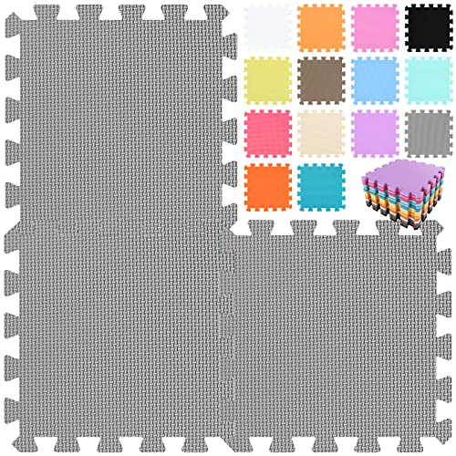 qqpp® 25 Puzzle Eva Schaumstoff Puzzlematte Puzzleteppich Kinder - Krabbelmatte Spielmatte Baby Schadstofffrei Sport rutschfest Bodenschutzmatte Fitness Matte. Grau. QQC-Lb25N