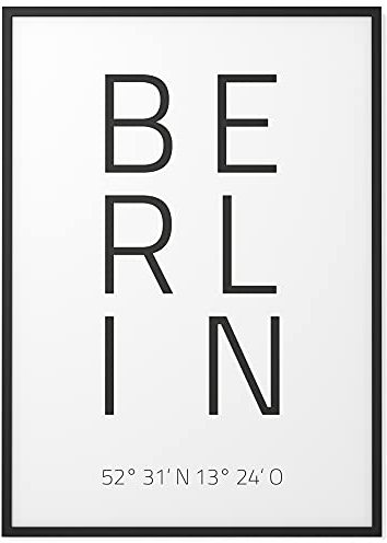 Papierschmiede® Geo Poster Koordinaten Berlin, B2 (50x70 cm) Stadt Poster als Wanddeko für Wohnzimmer Schlafzimmer Küche Esszimmer, Hauptstadt Großstadt Bärliner, Bild ohne Rahmen