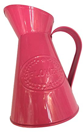 Inzopo Shabby Chic Metal Jug Vase Flower Jar Wedding Home Table Decor Planter Pot 5 Colors Choice - Rose Red, 15cm