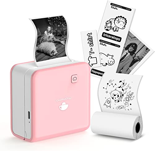 Phomemo Mini Drucker für Smartphone, M02 Pro 300 DPI Tragbarer Thermodrucker Bluetooth Sticker Drucker Taschendrucker, Geeignet für Studiennotizen, DIY-Aufkleber, Geschenke, Etiketten - Rosa