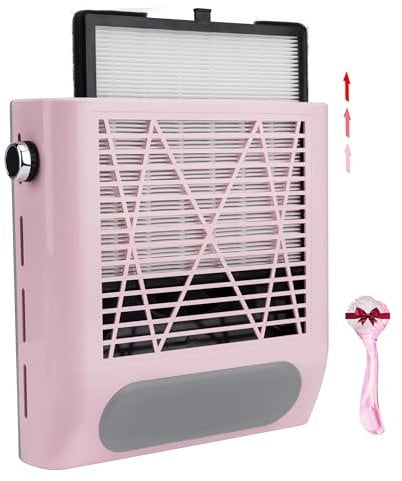 CoFashion Nail Dust Collector for Acrylic Nails Vacuum Machine, 80W Adjustable Vacuum, Electric Nails Filter for Manicure Nail Fan Dust Collector