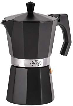 Camping Kaffeebereiter Espressokocher 6 Tassen 350ml Alu schwarz für Gasflamme �