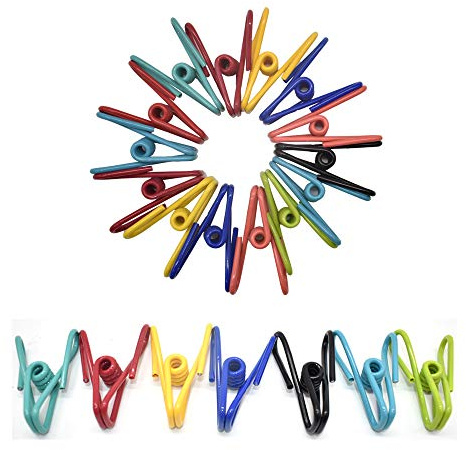 LE-stone Lot de 50 pinces à linge multifonctions en fil d'acier revêtu de PVC Couleurs assorties