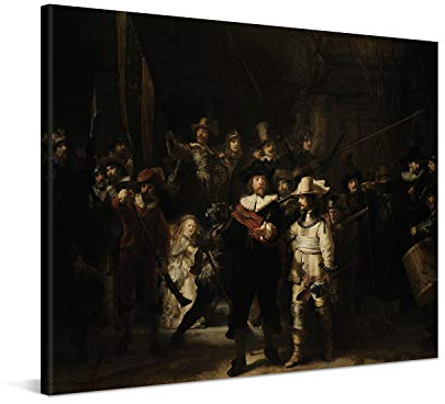 PICANOVA – Rembrandt – The Night Watch 100x75cm – Bild auf Leinwand – Premium Kunstdruck Auf 2cm Holz-Keilrahmen Für Schlaf- Und Wohnzimmer – Klassische Kunst