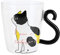 Cute Cat Coffee Cup, Glass Coffee Mug Espresso Cup Kitten Tea Cup Milk Cup with Tail Handle for Cat Lovers, 300ml(White)