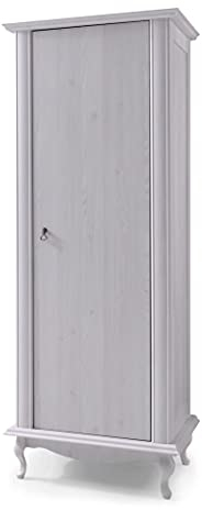 Furniture24 Kleiderschrank Diana DA3 Drehtürenschrank 1 Türiger mit 1 Kleidestange und 1 Einlegeboden Schrank Schnee Kiefer Halbschrank