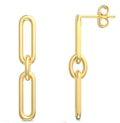 LeCalla Sterling Silber Schmuck Italienisch Büroklammer 2 Link-Kette Liner Ohrringe für Frauen