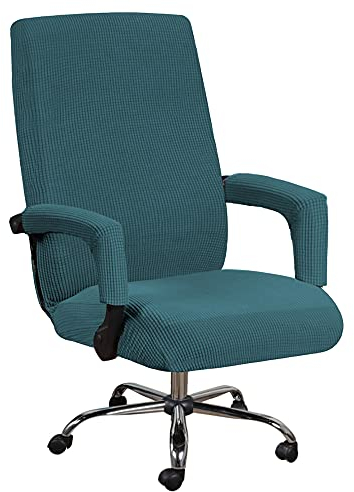 Bestenrose Bürostuhl Bezug Bürostuhlabdeckung für Die Sitzfläche Elastische Stuhlhussen mit Armlehne Hussen Bezüge Elastische Waschbar Stuhlhussen Set für Bürostuhl Computerstuhl (Large, Blauer See)