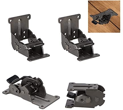 LIKERAINY 0-90-180 Grad Klappbar Scharnier Faltbare Verriegelung Klapptischbeschlag Klappbeschlag Klappkonsole für Tisch Erweiterung Panel aus Verzinktem Eisen mit Dunkelbronze 4 Stück